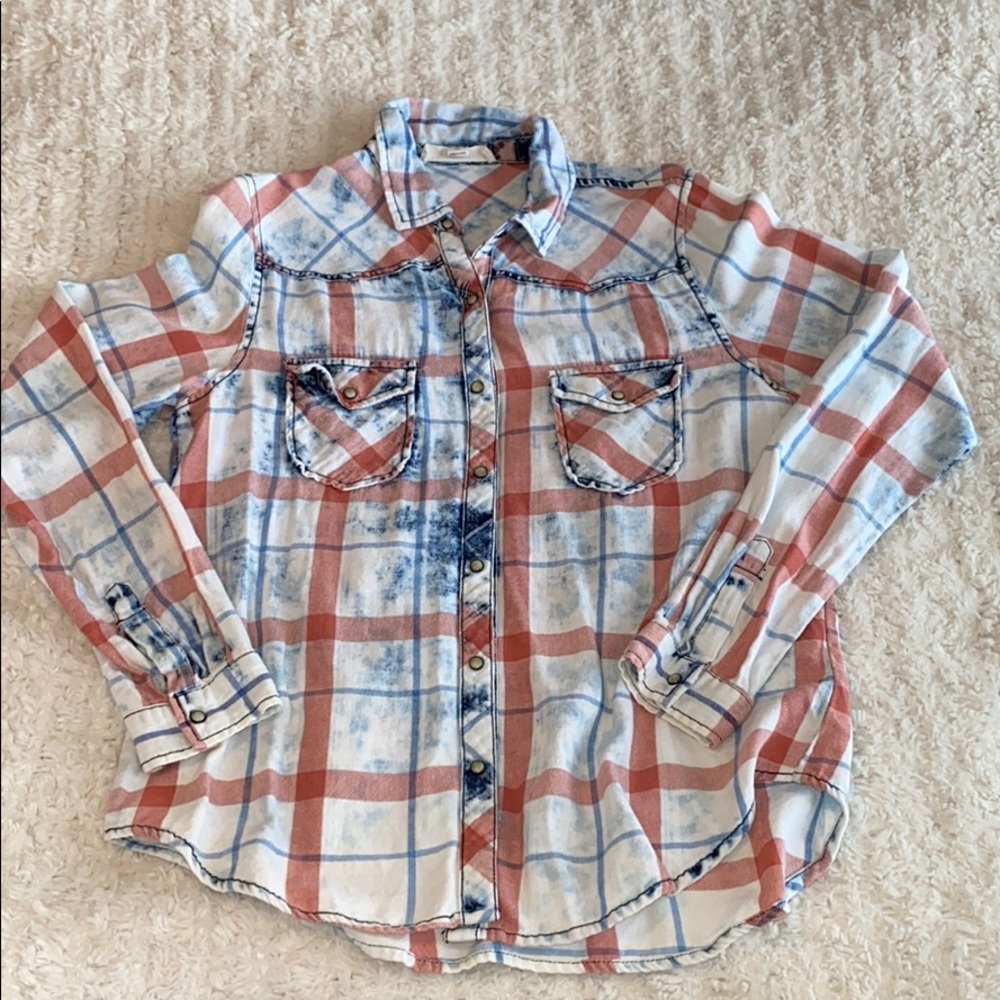 Love Stitch Long Sleeve Plaid size M
